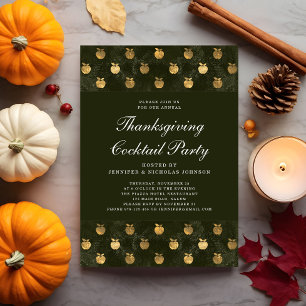 Green Gold Apple Thanksgiving Cocktail Party Kaart