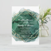 Green Gold Aquarelle Couples Douche Invitation (Debout devant)