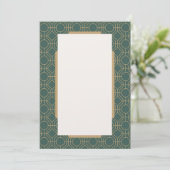 Green & Gold Art Deco Style Wedding Invitation Kaart (Staand voorkant)