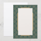 Green & Gold Art Deco Style Wedding Invitation Kaart (Voorkant / Achterkant)