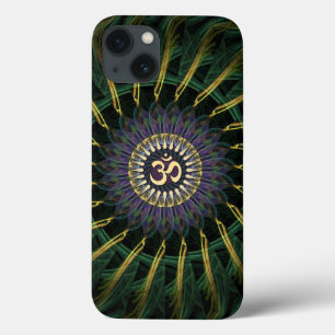 Green Gold Aum Swirl New age iPhone 13 Hoesje