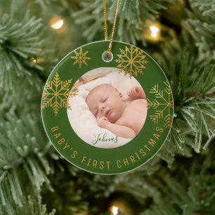 Green Gold Babys eerste kerstcadeau Keramisch Ornament
