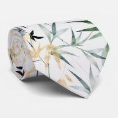 Green Gold Bamboe Patroon (Waterverf) Stropdas (Opgerold)