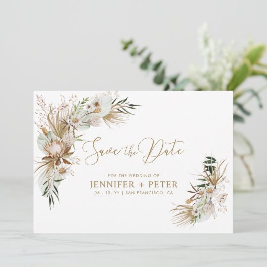 Green & Gold Boho Wedding Enregistrer La Carte Dat (Debout devant)
