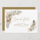 Green & Gold Boho Wedding Save The Date Kaart (Voorkant / Achterkant)