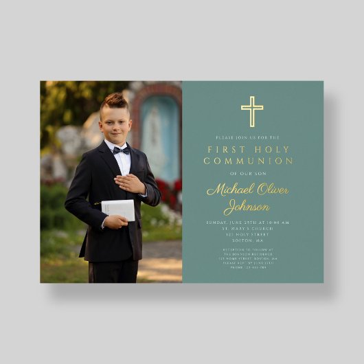 Green Gold Boy Foto First Community Folie Uitnodiging