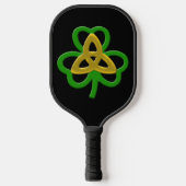Green Gold Celtic Trinity Knot Shamrock Pickleball Paddle (Voorkant)