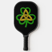 Green Gold Celtic Trinity Knot Shamrock Pickleball Paddle (Achterkant)
