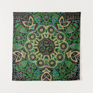 Green Gold Celtic Trisangers Tapestry Wandkleed