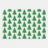 Green Gold Christmas Tree Pattern Inpakpapier Vel (Voorkant 3)