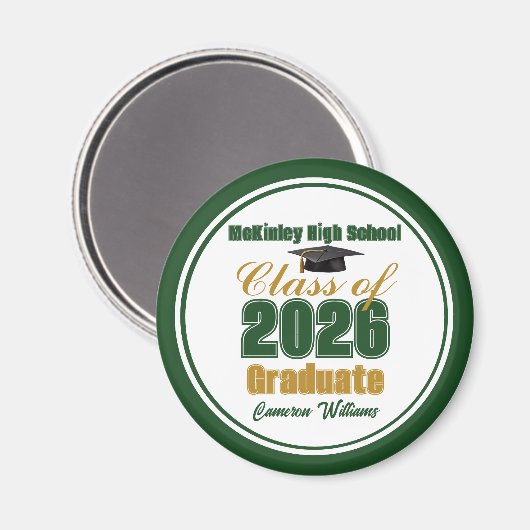 Green Gold Class of 2026 Graduation Keepsake Magneet (Voorkant / Achterkant)