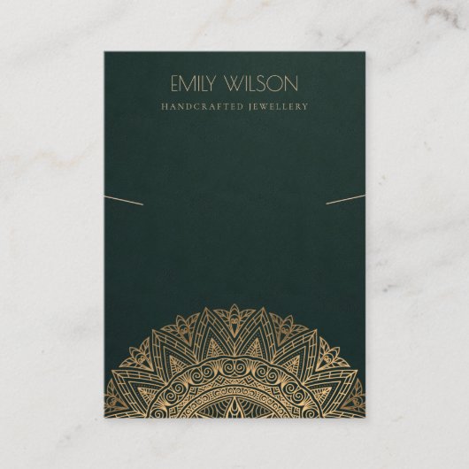 GREEN GOLD CLASSIC  MANDALA KETTING DISPLAY VISITEKAARTJE (Voorkant)