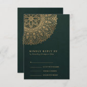 GREEN GOLD CLASSIC  MANDALA WEDDING RSVP (Voorkant / Achterkant)