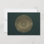 GREEN GOLD CLASSIC MANDALA WEDDING RSVP KAARTJE (Achterkant)