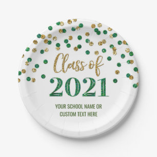 Green Gold Confetti Afstuderen 2021 Papieren Bordje