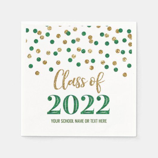 Green Gold Confetti Class of 2022 Servet (Voorkant)
