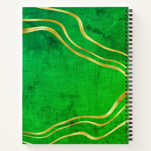 Green Gold Custom Name Modern Sketchbook Notitieboek (Achterkant)