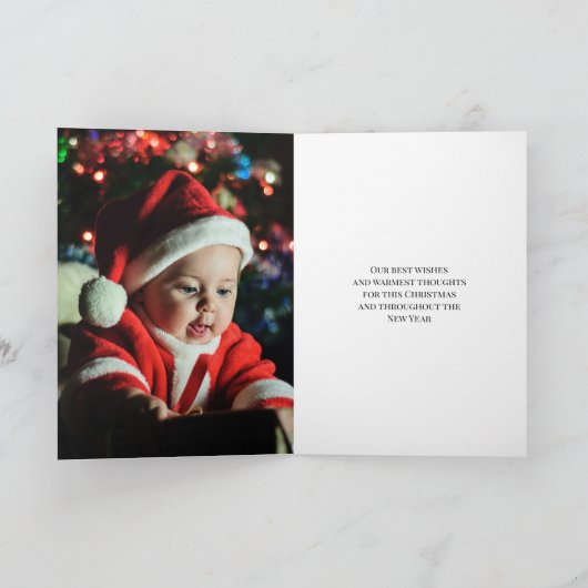 Green Gold Custom Photo Merry Kerstreindeer Feestdagen Kaart (Binnen)