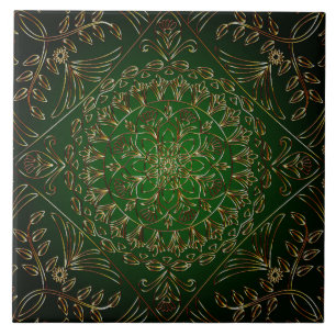 Green Gold Decorative Ceramic Tile Tegeltje
