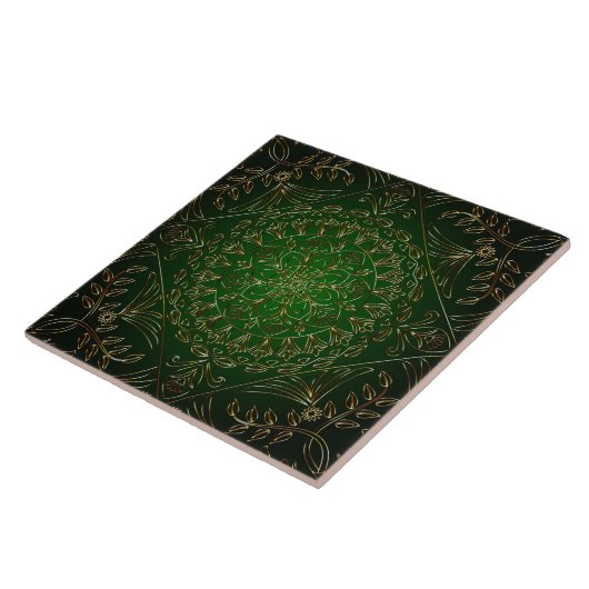 Green Gold Decorative Ceramic Tile Tegeltje (Zijkant)