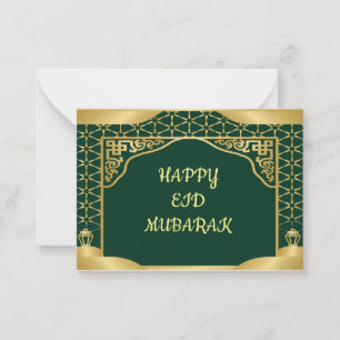 Green Gold Eid Mubarak Wenskaart Notitiekaartje