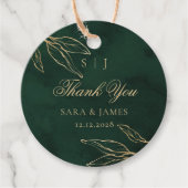Green Gold Emerald Botanical Wedding Thank you Bedankjes Labels (Voorkant)