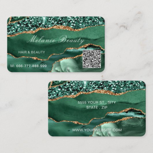 Green Gold Emerald Carte de visite avec votre code (Devant / Derrière)