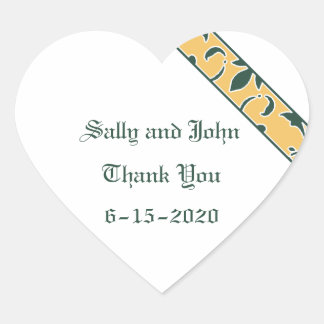 Green, Gold en White, Damask Favor Sticker