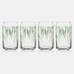 Green Gold Eucalyptus Glitzy Glitter Wedding Blikvorm Glas