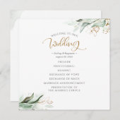 Green Gold Feuilles Élégant programme de mariage (Devant / Derrière)