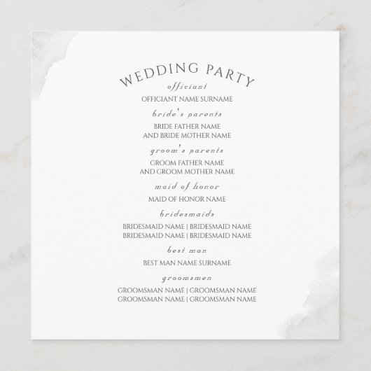 Green Gold Feuilles Élégant programme de mariage (Dos)