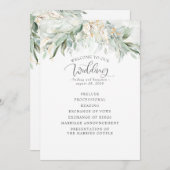 Green Gold Feuilles Élégant programme de mariage (Devant / Derrière)