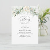 Green Gold Feuilles Élégant programme de mariage (Debout devant)