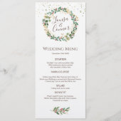 Green Gold Feuilles Red Berry Mariage Menu (Devant)