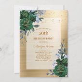 Green Gold Floral Invitation 50e anniversaire (Devant)