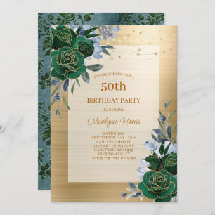 Green Gold Floral Invitation 50e anniversaire