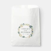 Green Gold Floral Wreath Greenery Wedding Monogram Bedankzakje (Voorkant)