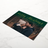 Green + Gold Foil Joyeux Cartes photos de Noël (Rotation)