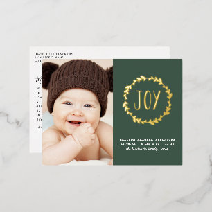 Green & Gold Foil Moderne Eerste Kerstmis Folie Feestdagen Briefkaart