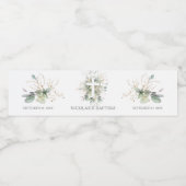 Green Gold Foliage Croix Baptême Étiquette de vin (Étiquettes simples)