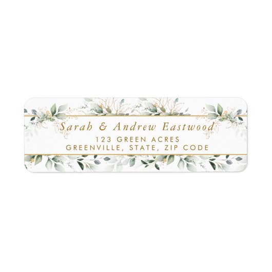 Green Gold Foliage Return Address Label (Voorkant)