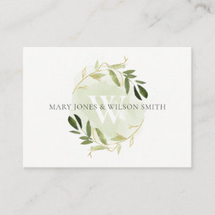 GREEN GOLD FOLIAGE WREATH WEDDING WISHING WELL INFORMATIEKAARTJE