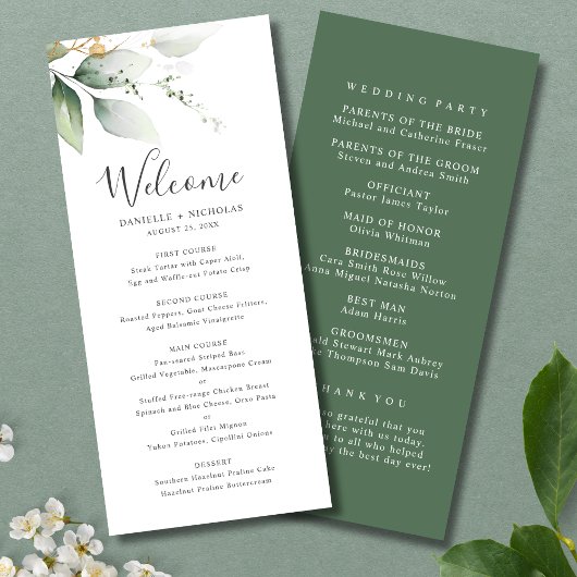 Green Gold Garden Programme de mariage