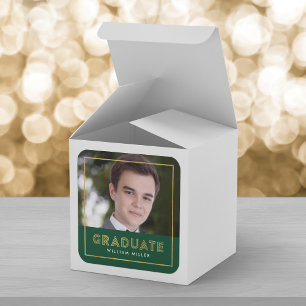 Green Gold Geometric Photo Afstuderen Vierkante Sticker