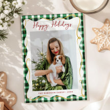 Green Gold Gingham Patroon Kerstmis 1 Foto