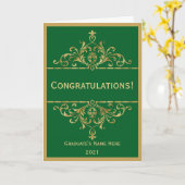  Green Gold Glam Gefeliciteerd Afstuderen Kaart (Gele Bloem)
