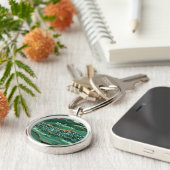 Green Gold Glitter Emerald Custom Name Sleutelhang Sleutelhanger (Zijkant)