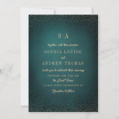 Green Gold Glitter Sophisticated Monogram bruiloft Kaart (Voorkant)