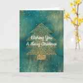 Green Gold Glitter Sparkle Kerstmis Kaart (Gele Bloem)