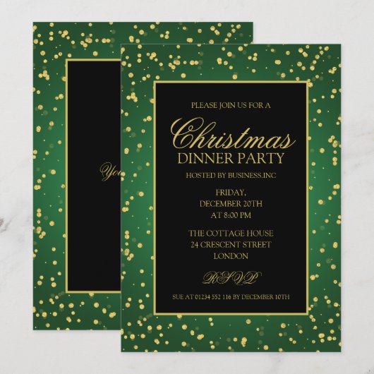 Green Gold Glitter Stippen kerstfeest Kaart (Voorkant / Achterkant)